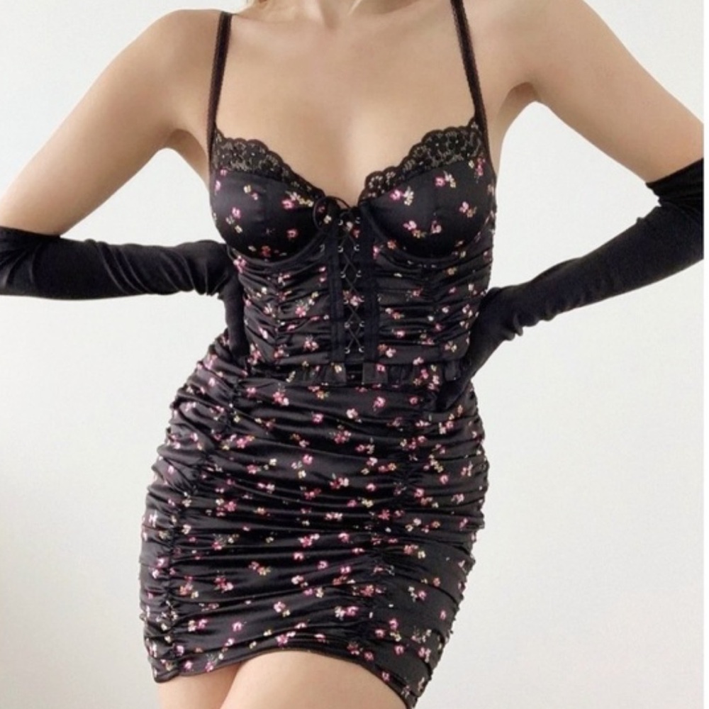 For Love & Lemons pansy floral mini dress